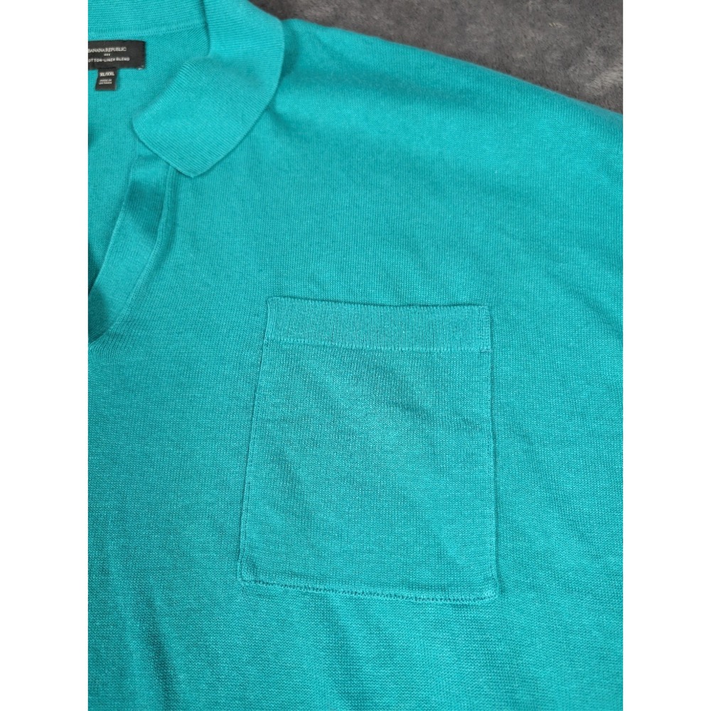 Banana Republic Cotton Linen‎ Blend Johnny Collar Knot  Green Oversized XL/XXL - Picture 7 of 9
